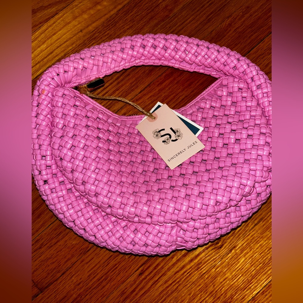 Sincerely Jules pink woven top handle bag
